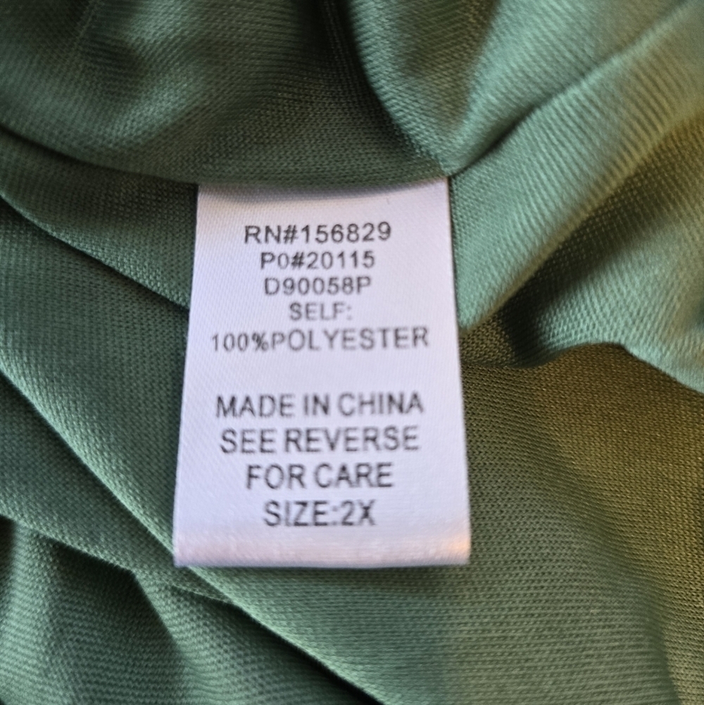 White Birch Green Ruffled Long Sleeve Boho Dress 2X - Picture 6 of 7